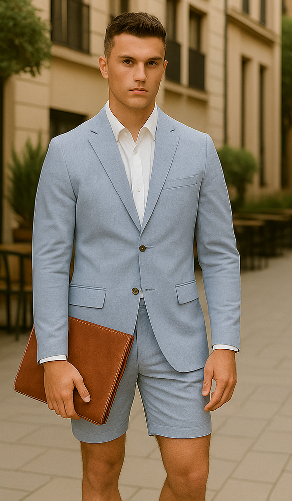 Shorts Set Pants Light Blue Summer Suit For Men