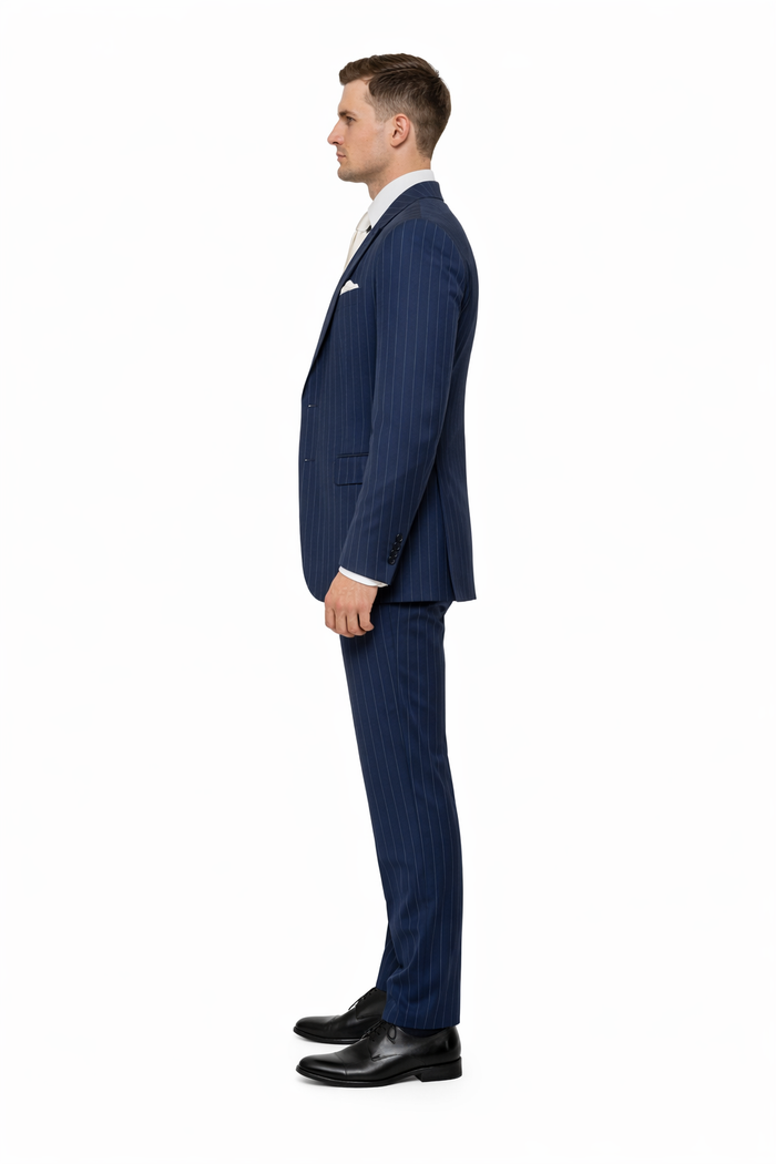 Navy Heritage Pinstripe 3-Piece MasterTailor Suit by Rossiman