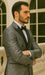Silver Double Breasted Rough Streak Pattern Satin Peak Lapel Stacy Adams Men's Jacket
