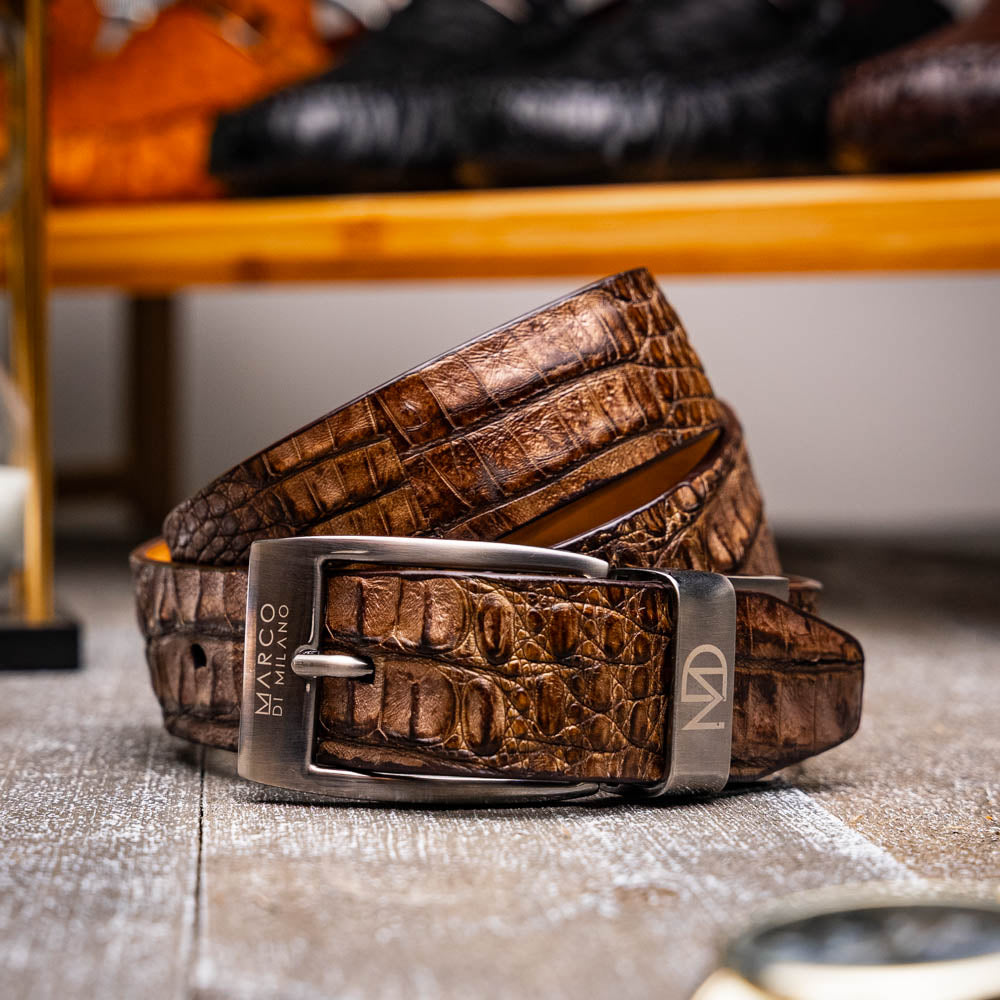 Marco Di Milano Silvio Belt Washed Brown Leather Loafer