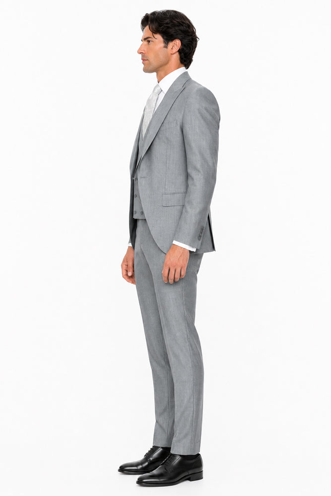 Slim Fit Suit - Vested Morning Light Grey Suit