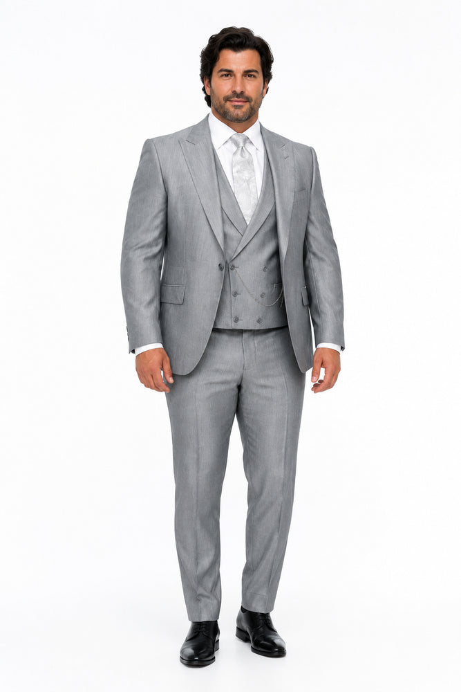 Slim Fit Suit - Vested Morning Light Grey Suit