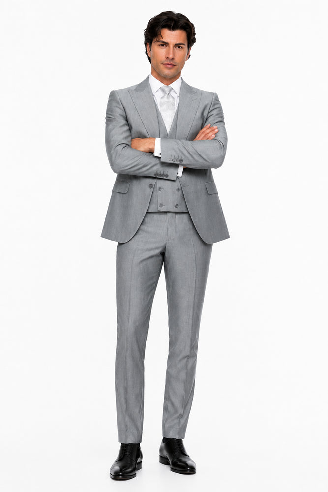 Slim Fit Suit - Vested Morning Light Grey Suit