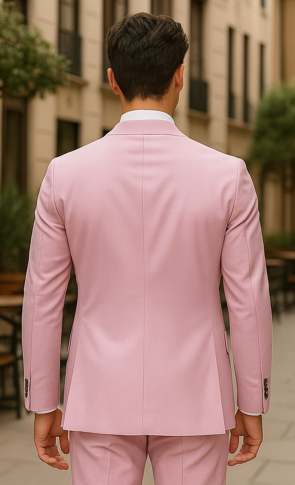 Slim Fitted Cut Mens Double Breasted Blazer - Light Pink Double Breasted Sport Coat