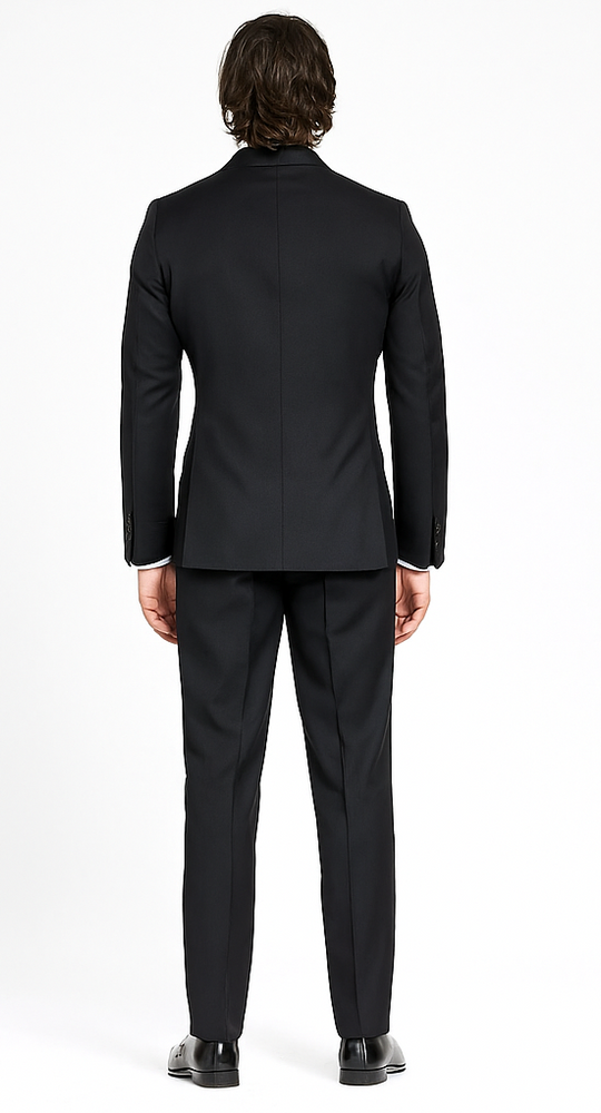 Slim Fitted Cut Mens Double Breasted Suit - Fabric - Flat Front Pants - 100% Wool Fabric