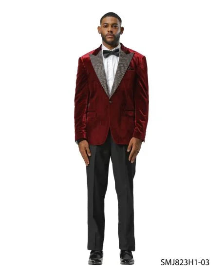 Stacy Adams Men's Hybrid Fit Sport Coat - Rhinestone Embedded Peak Lapel