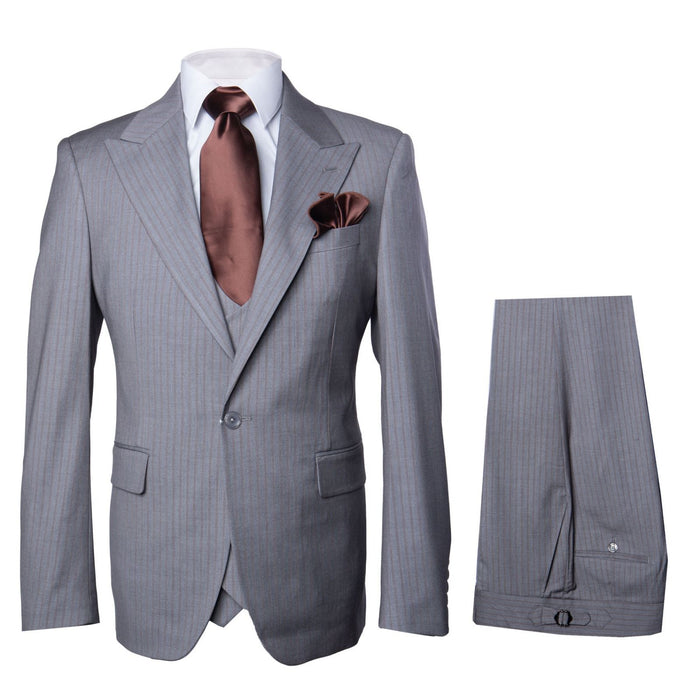Soft Meridian Grey Pinstripe 3-Piece Classic Luxe Suit by Rossiman