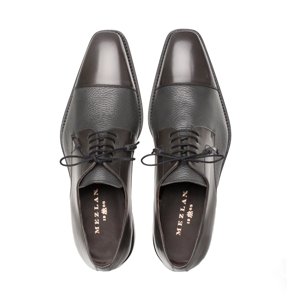 Mezlan Soka Calfskin & Deerskin Cap Toe Shoes Gray (15089)