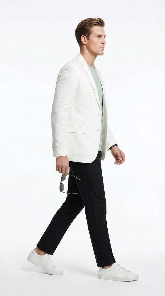 Miami Vice  Sonny Crockett Mens White Blazer – Classic Fit Formal Casual Dress Jacket for Business and Wedding Iconic Characters  Pop Culture