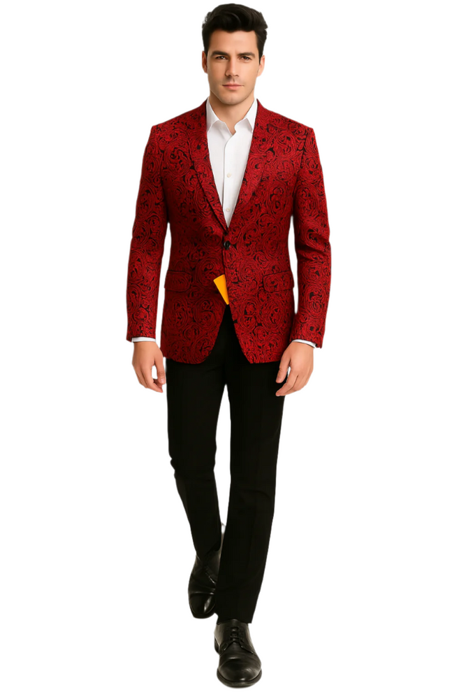 Big and Tall Tuxedo Fashionable Paisley Tuxedo Sparkling Pattern Blazer Available In Big and Tall Sizes