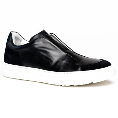 Zelli Spettacolare Calfskin & Suede Slip-On Sneakers in Black