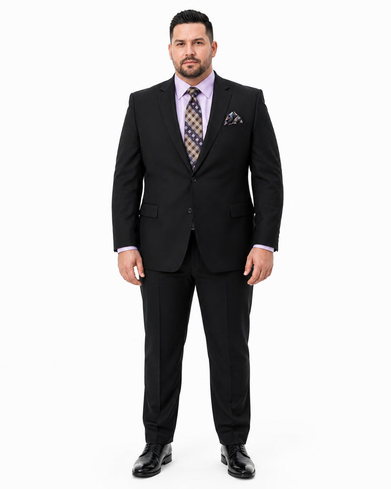 Statement Mens Modern Fit 2 Piece 100% Super 200s Wool Suit – Solid Colors, Notch Lapel Jacket