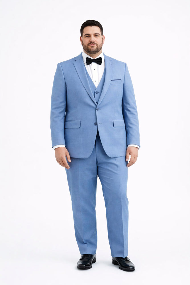 Steel Blue ~ Powder Steel Blue Suit 2 button Vested Flat Front Pants - Dusty Blue Suit