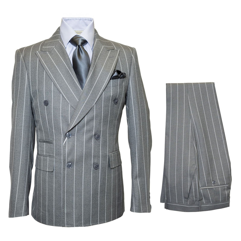 Steel Monarch Grey Double-Breasted 3-Piece Prestige Suit by Rossiman