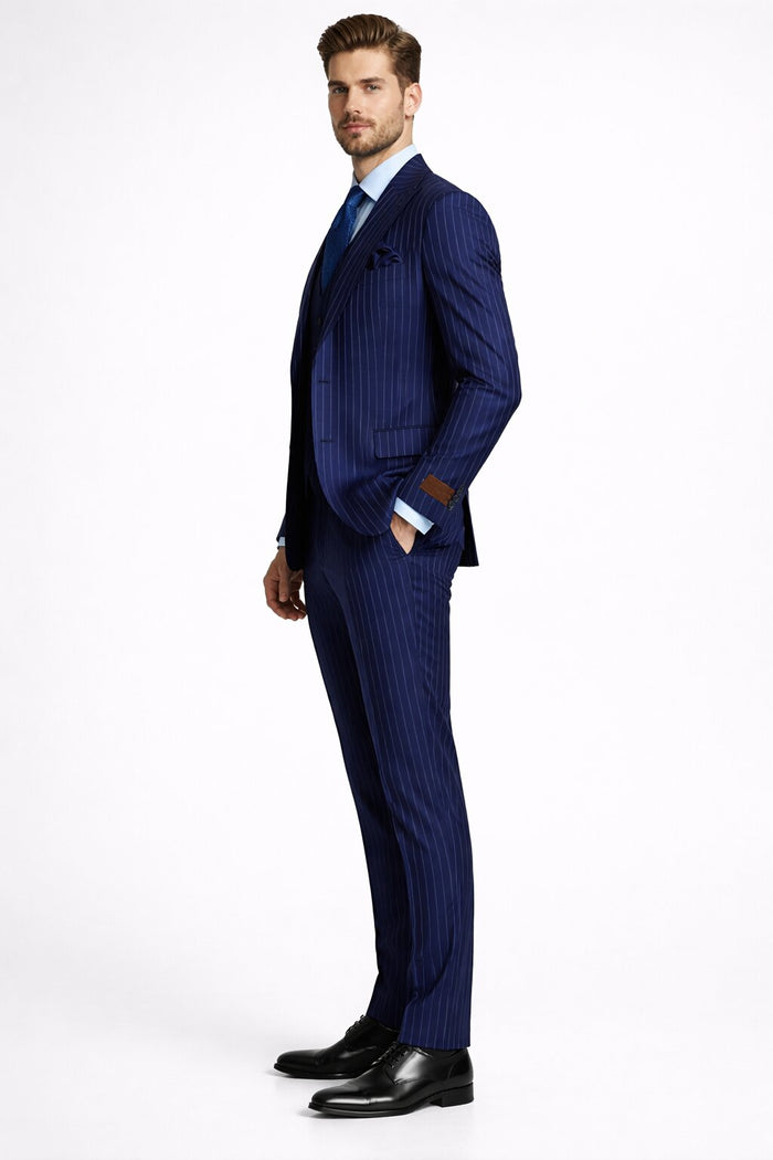 Steve Harvey Suit - Peak Lapel Modern Fit - No Pleated Pants Designer Brand Multicolor 3 Piece Single Breasted Vested Suit