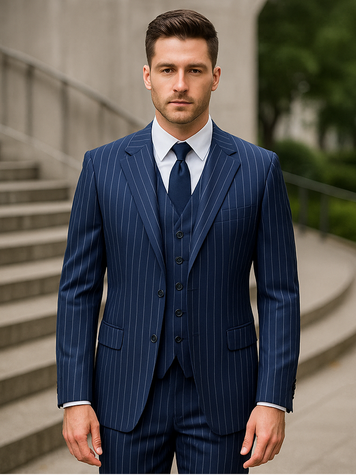 Steve Harvey Navy Three Piece Suit