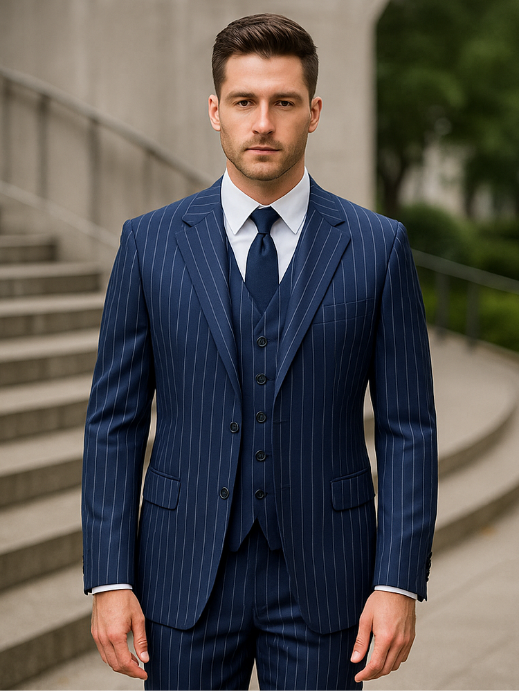 Steve Harvey Navy Three Piece Suit