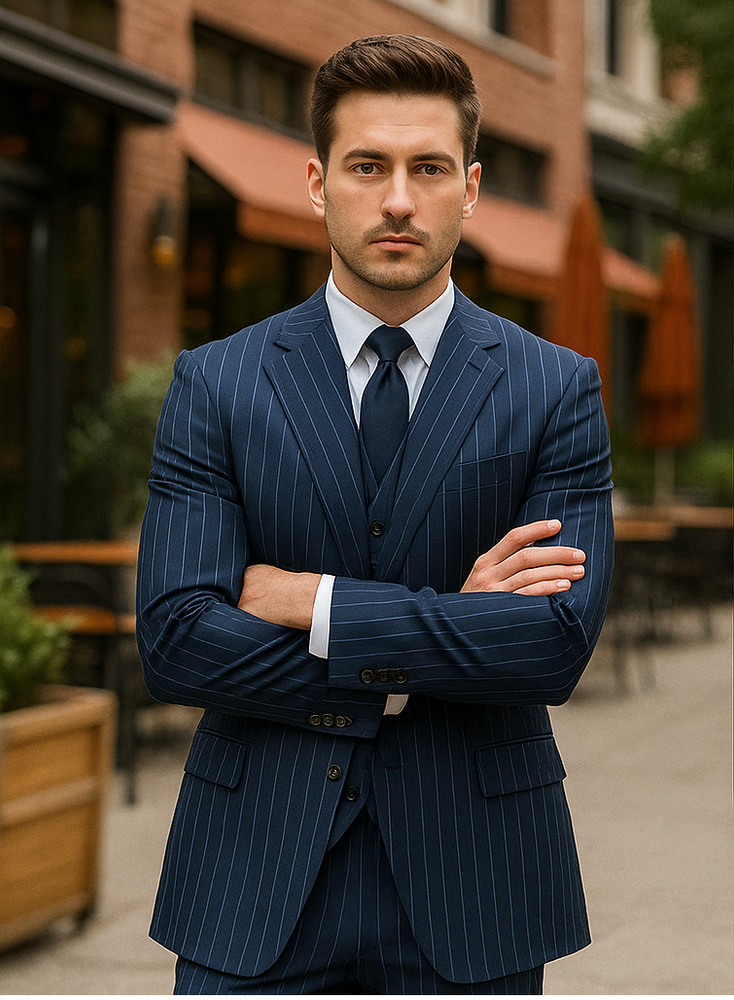 Steve Harvey Navy Three Piece Suit