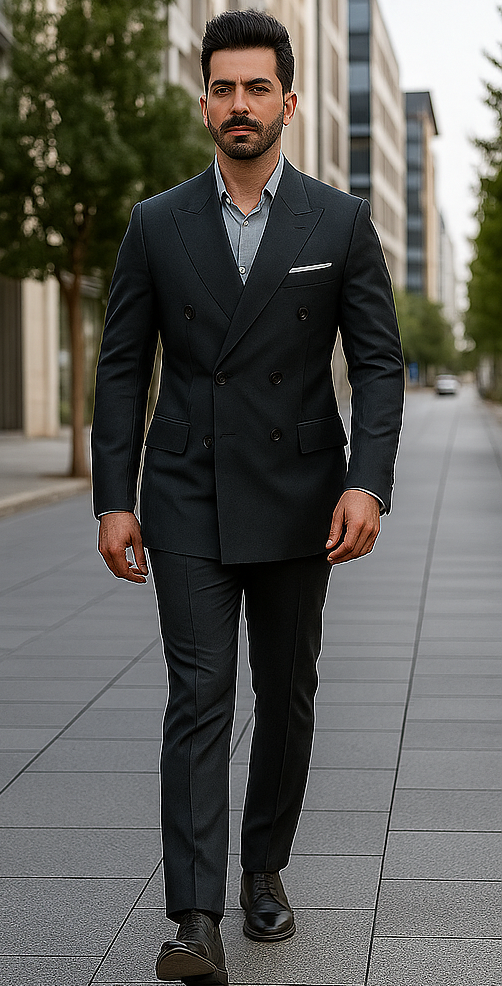 Steve Harvey Two Piece Double Breasted Black Suit