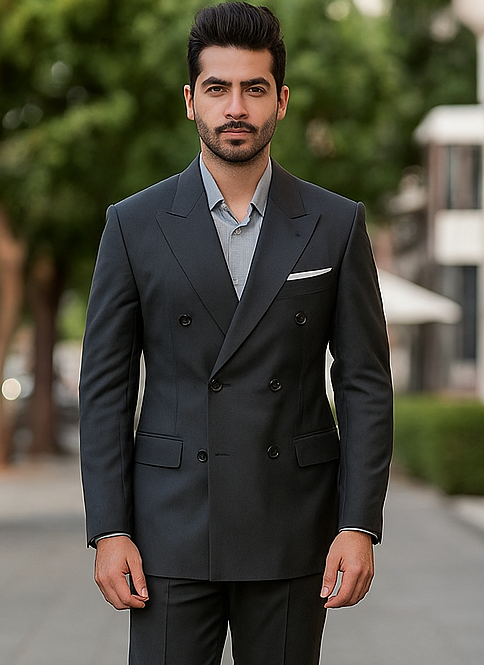 Steve Harvey Two Piece Double Breasted Black Suit