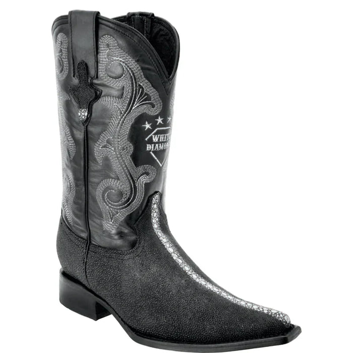 Mens White Diamond Boot Stingray Print Cowboy Boots Pointy Toe Pointed Toe