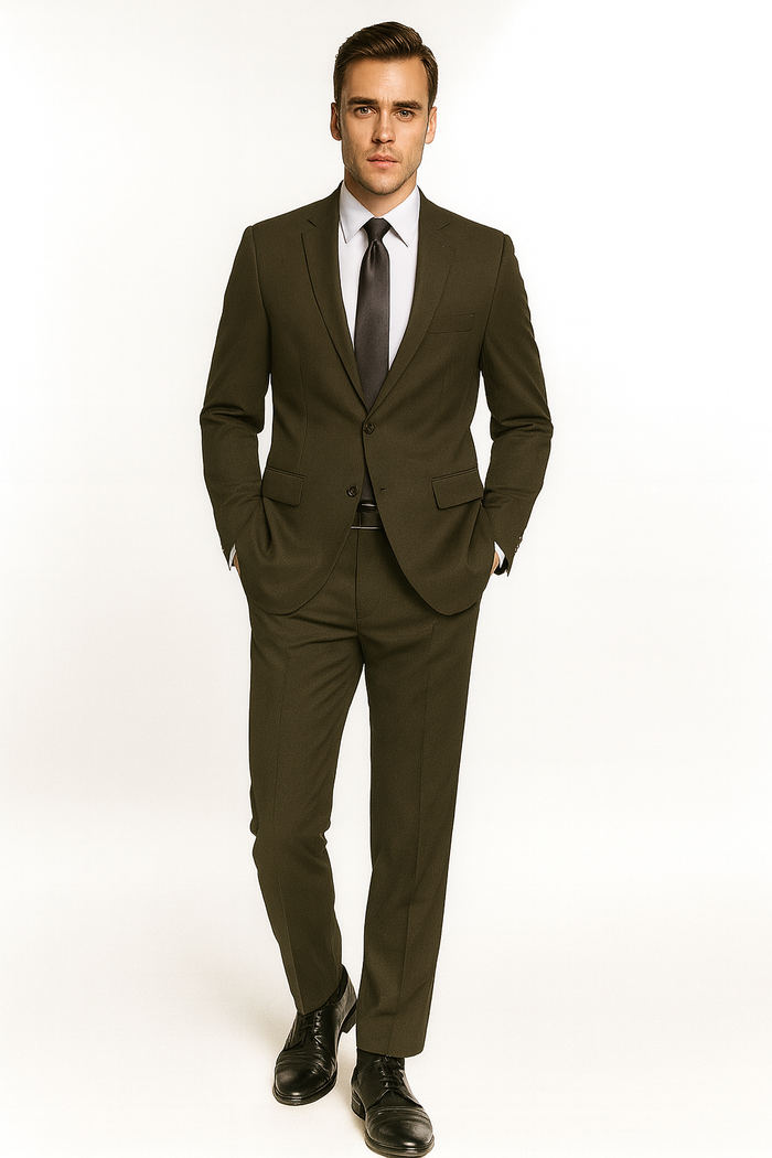 Giorgio Fiorelli Suit Men's Solid Olive Suit