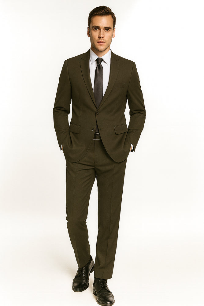 Giorgio Fiorelli Suit Men's Solid Olive Suit