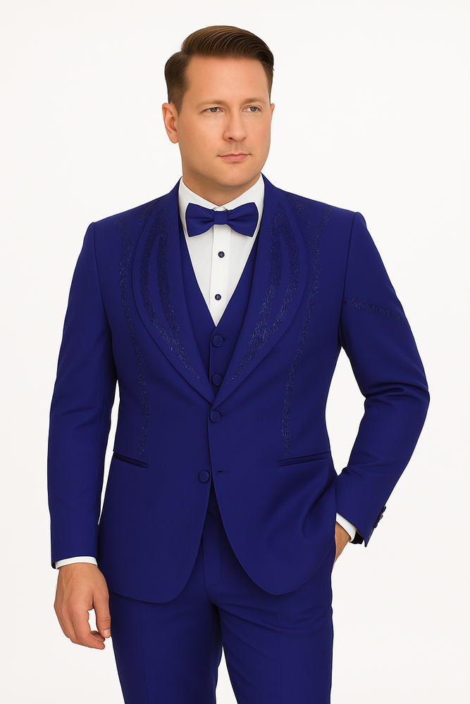 Royal Blue Italian Wool 3-Piece Modern Fit Tuxedos