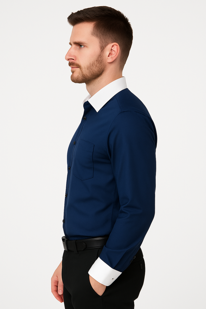 Classic Stylish Fashionable -White Collar Two Toned Contrast white collars Multi-color Men's Dress Shirt