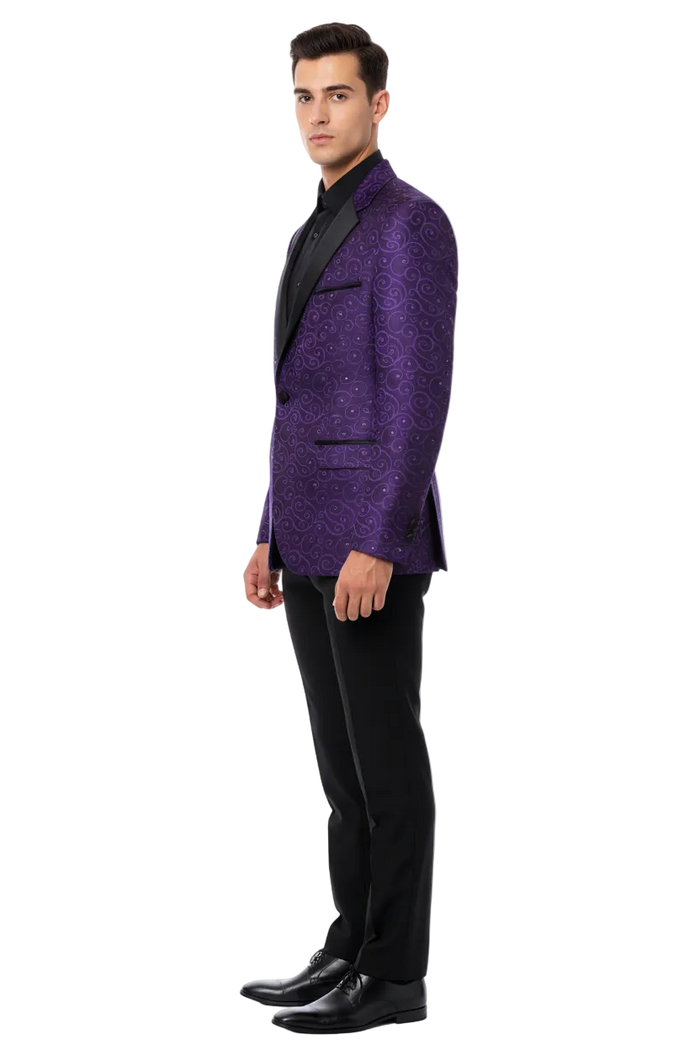 Purple Buttons Closure Floral Sportcoat