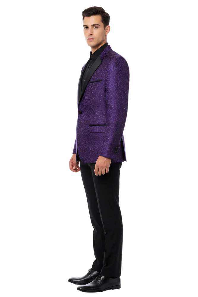 Purple Buttons Closure Floral Sportcoat