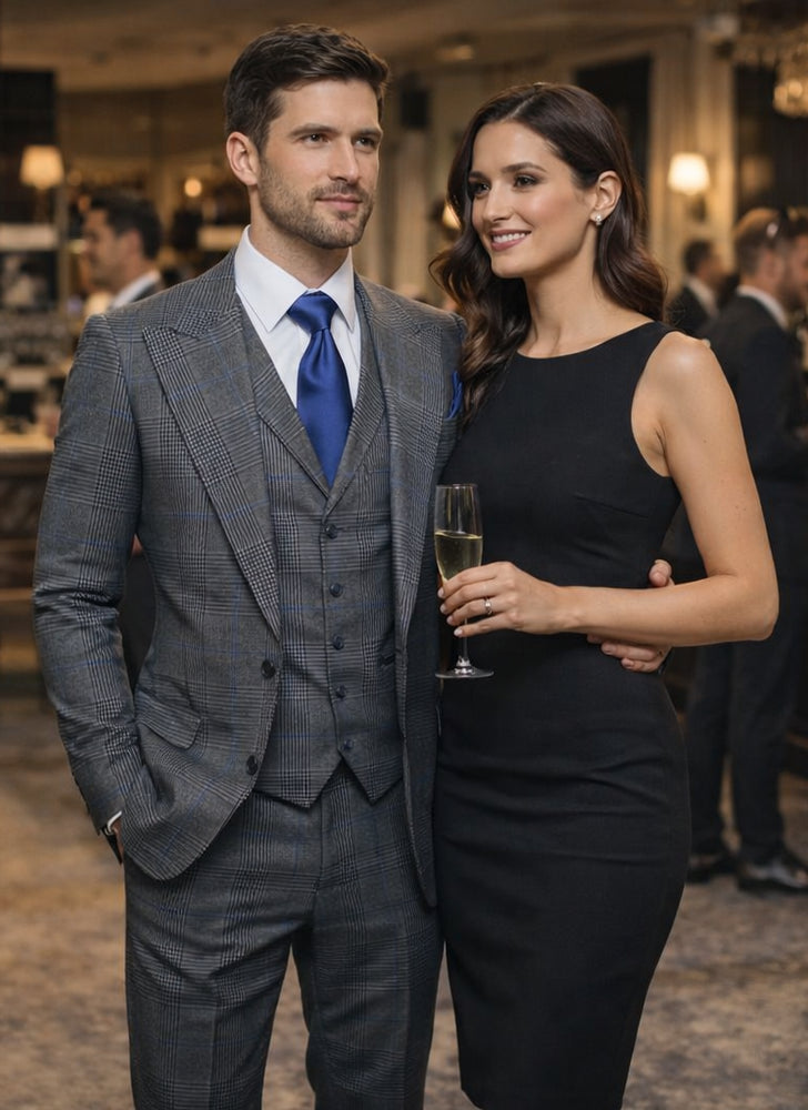 Suits With Baggy Pleated Pants - Wide Leg Pants 100% Wool - Classic Fit Gray Color by Rossiman