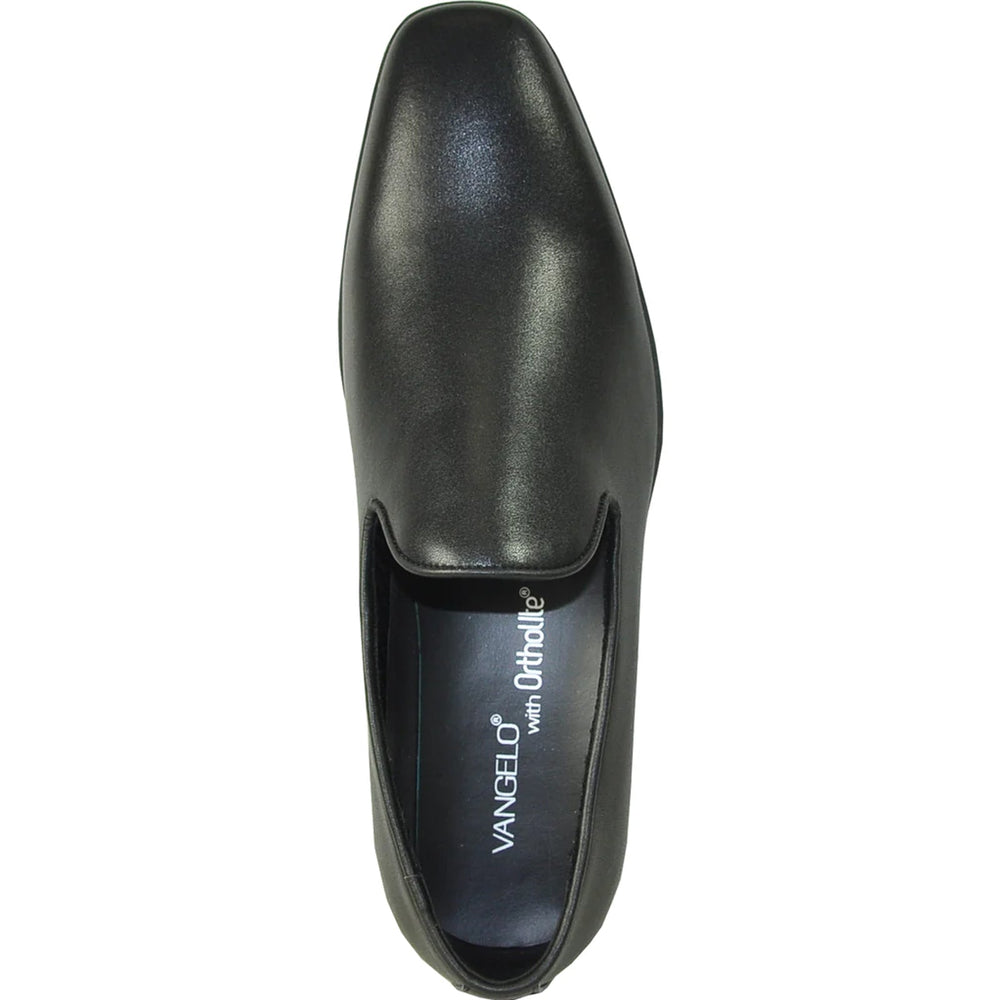 Bravo Mens Classic Plain Toe Slip on Loafer Dress Shoe in Black