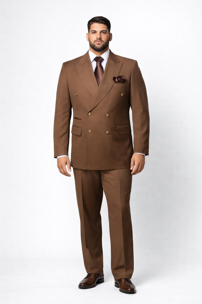 Rich Chestnut Double-Breasted Executive Suit by Rossiman