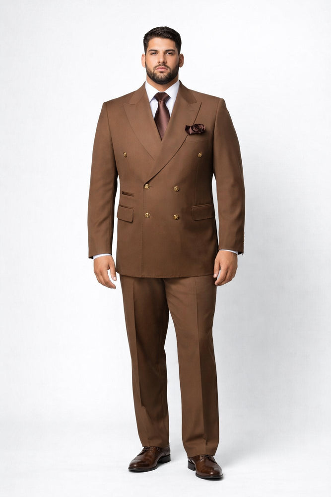 Rich Chestnut Double-Breasted Executive Suit by Rossiman