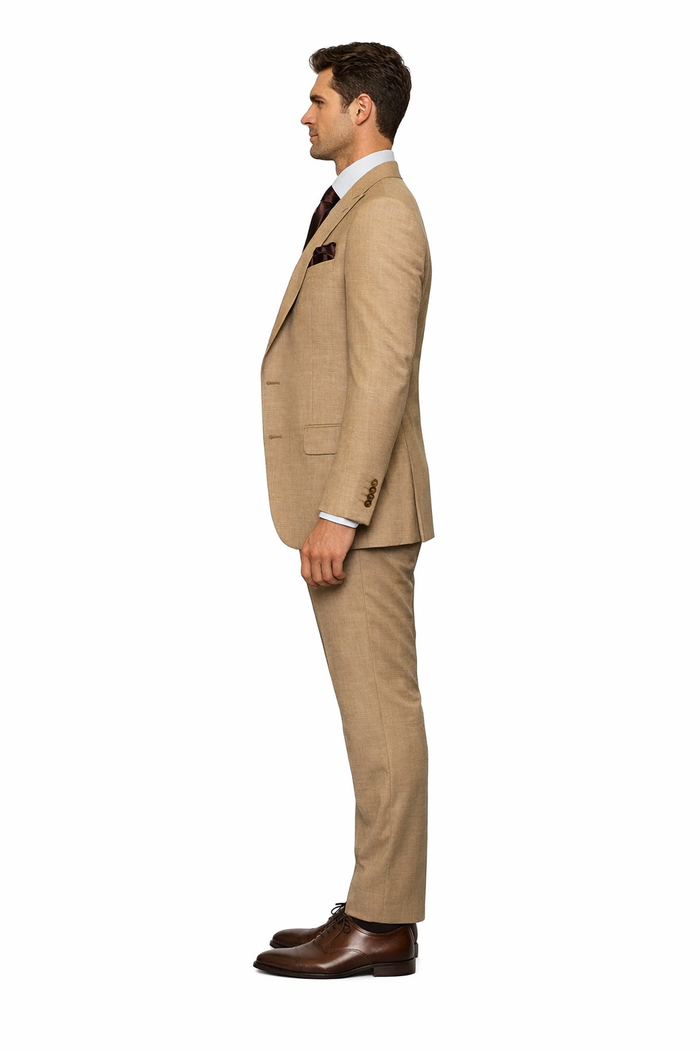 Camel Crest Tan Crosshatch 3-Piece Heritage Suit by Rossiman