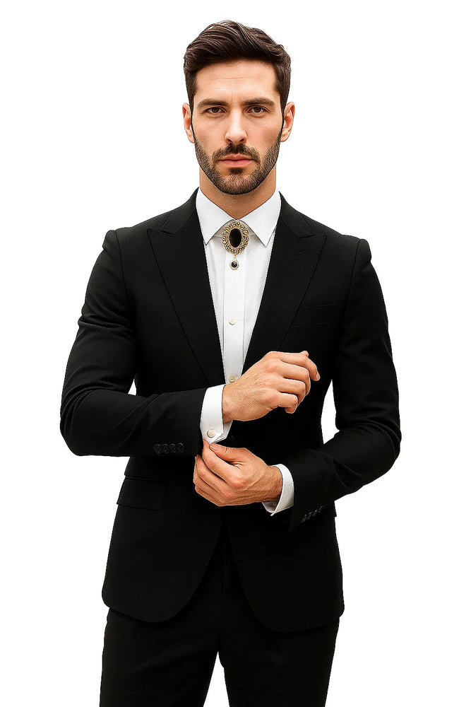 Mens Shiny Blazer - Black Sateen Vested Suit