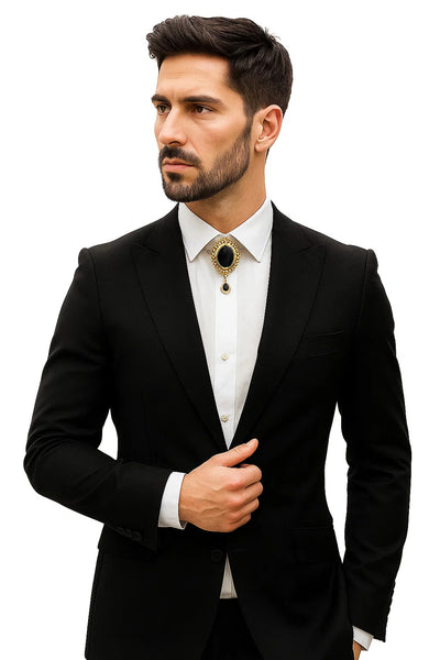 Mens Shiny Blazer - Black Sateen Vested Suit