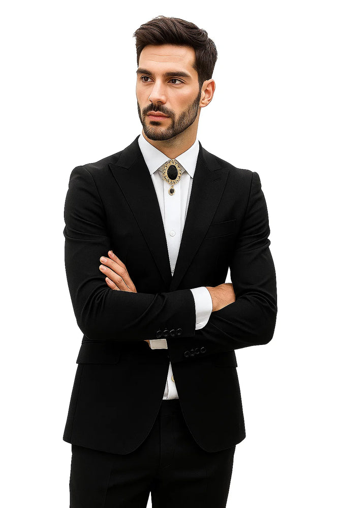 Mens Shiny Blazer - Black Sateen Vested Suit