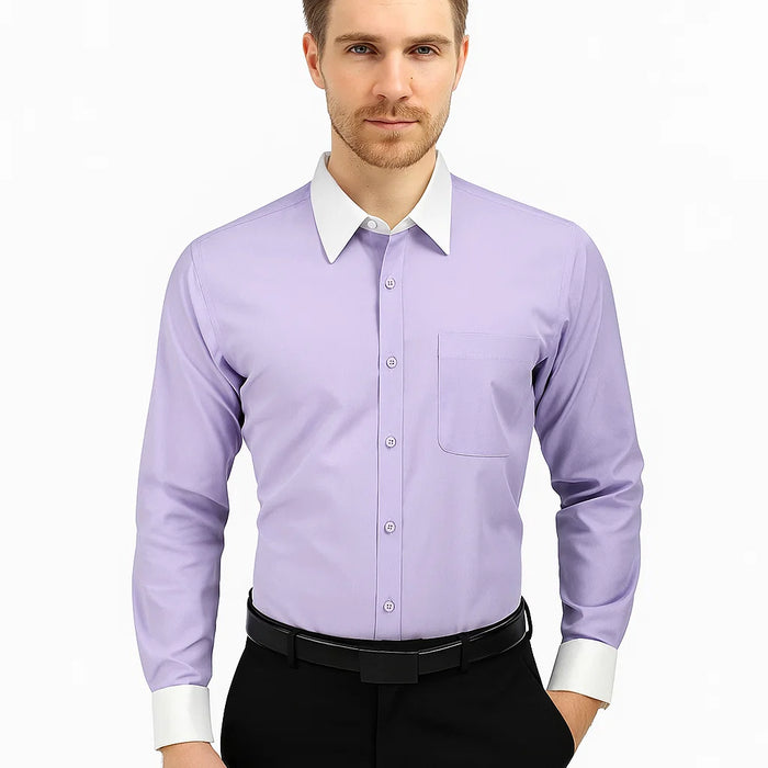 Classic Stylish Fashionable -White Collar Two Toned Contrast white collars Multi-color Men's Dress Shirt