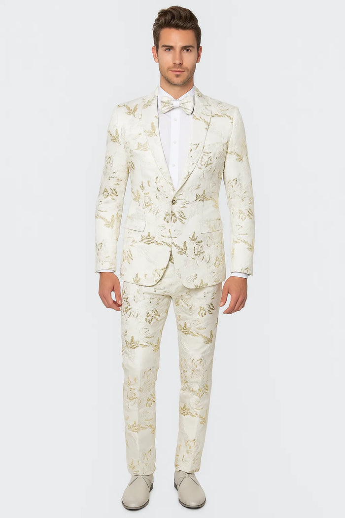 Prom 2026 Tuxedo For Men - Rose White Prom Suit