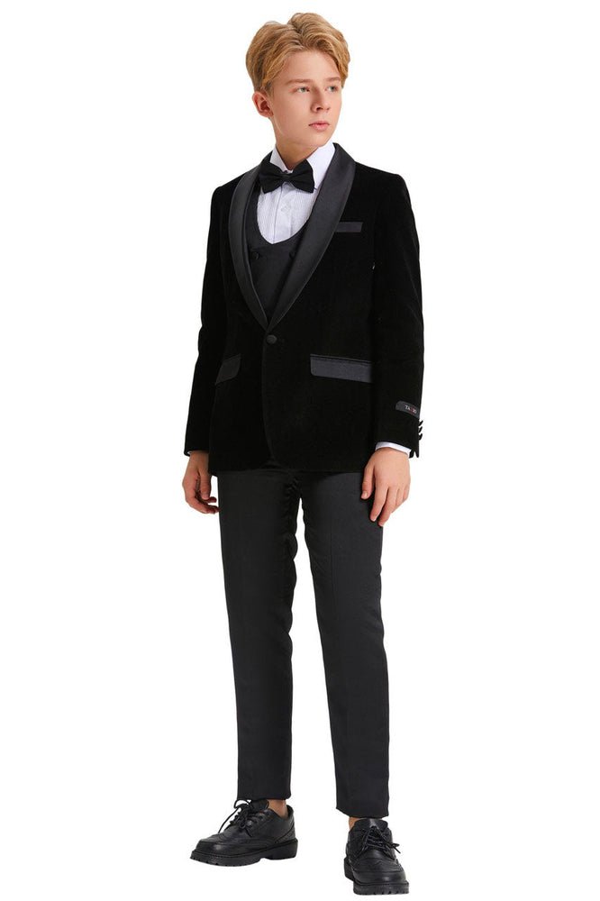 Jayden Black Velvet Kids Tuxedo Set