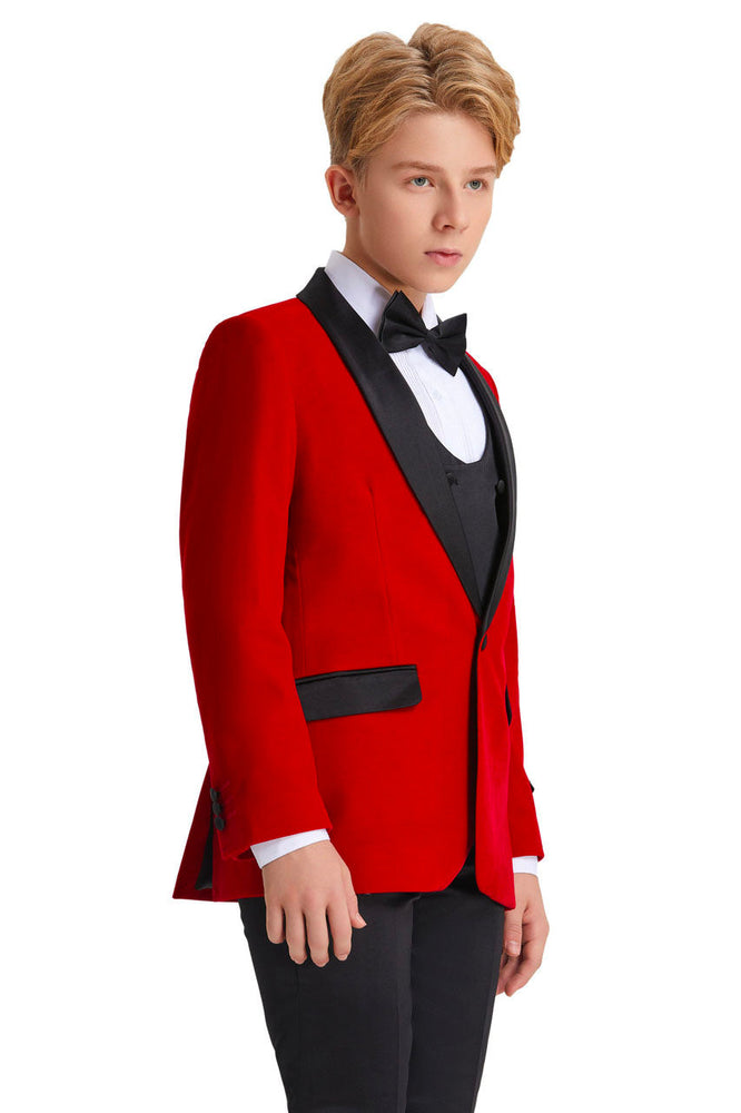 Tazzio Jayden Red Velvet Kids Tuxedo Set