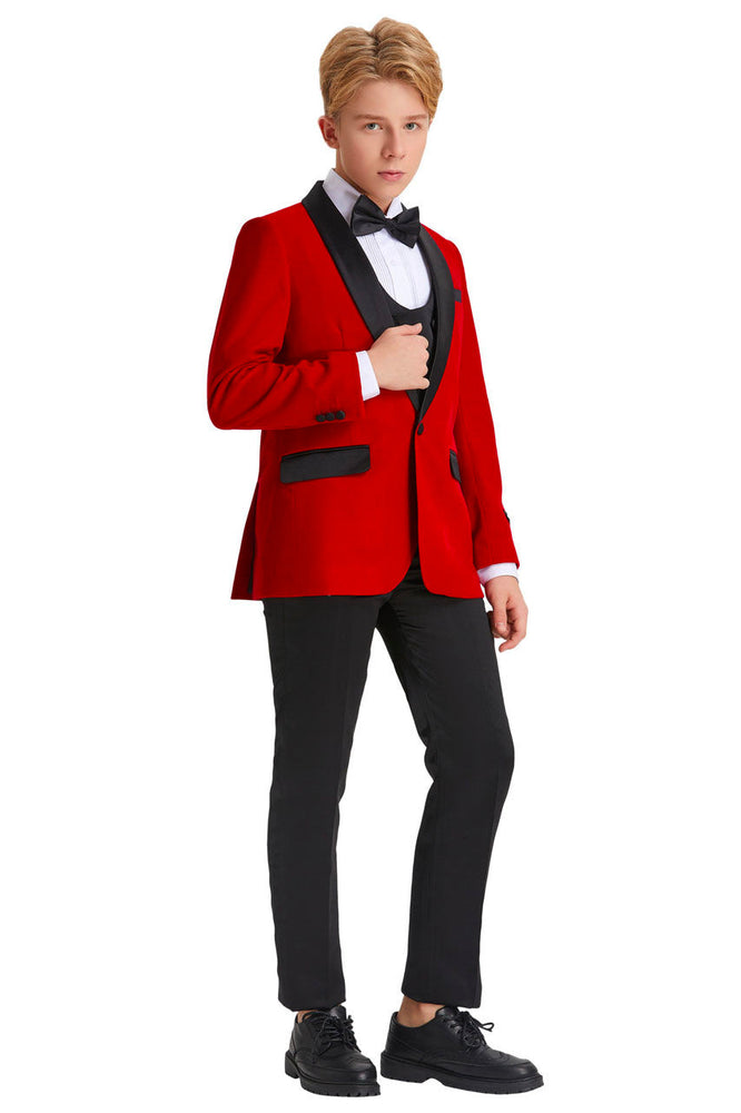 Tazzio Jayden Red Velvet Kids Tuxedo Set