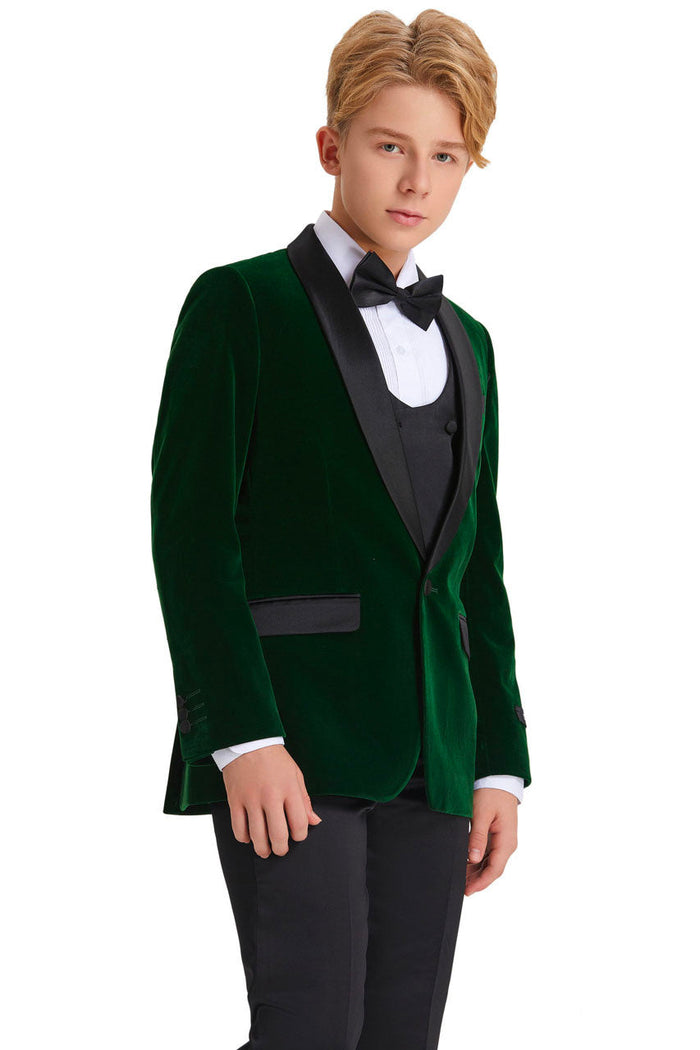 Jayden Green Velvet Kids Tuxedo Set by Tazzio