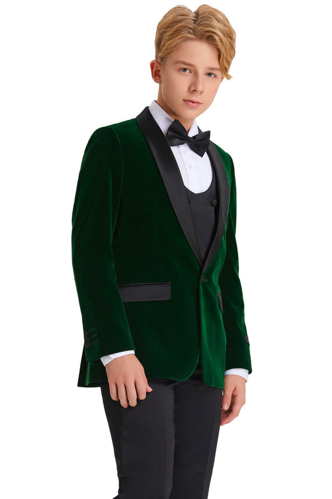 Jayden Green Velvet Kids Tuxedo Set by Tazzio
