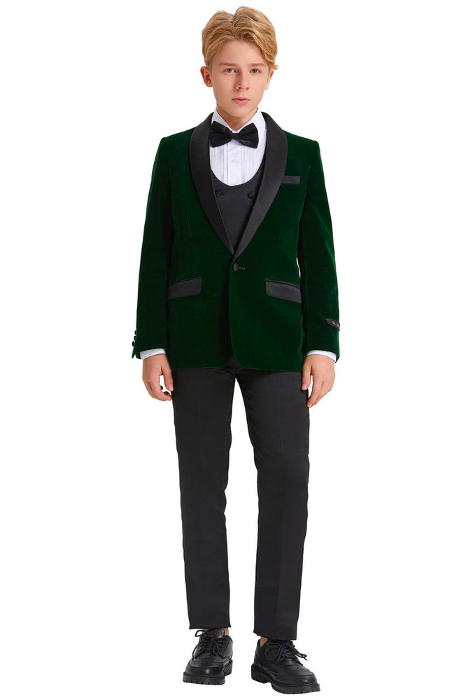 Jayden Green Velvet Kids Tuxedo Set by Tazzio