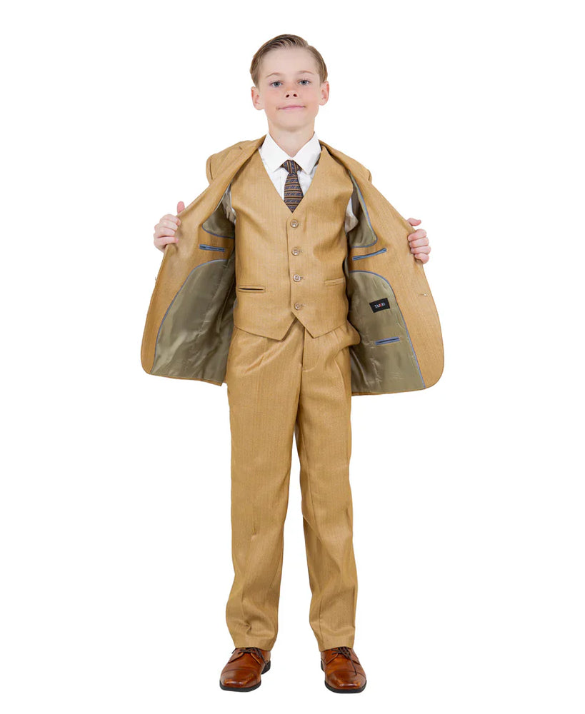 Dapper Toddler Boys Suit in Golden Wheat by Tazzio