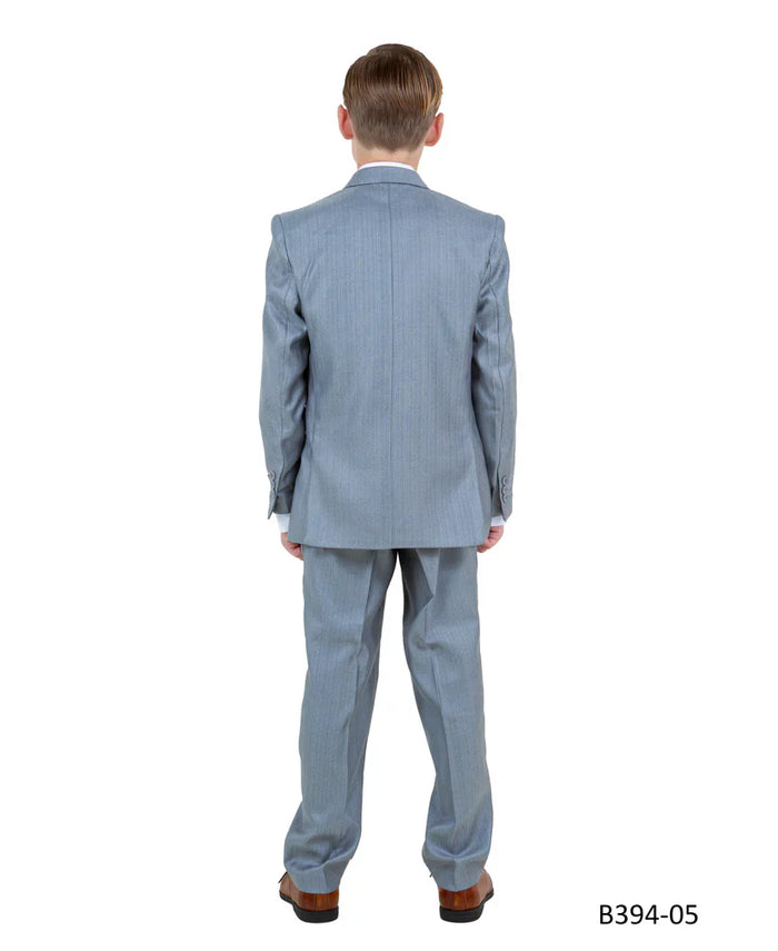 Boys Metallic Blue Suit in Modern Fit by Tazzio