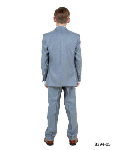 Boys Metallic Blue Suit in Modern Fit by Tazzio